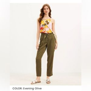 LOFT - Belted Emory Taper Pants - OLIVE